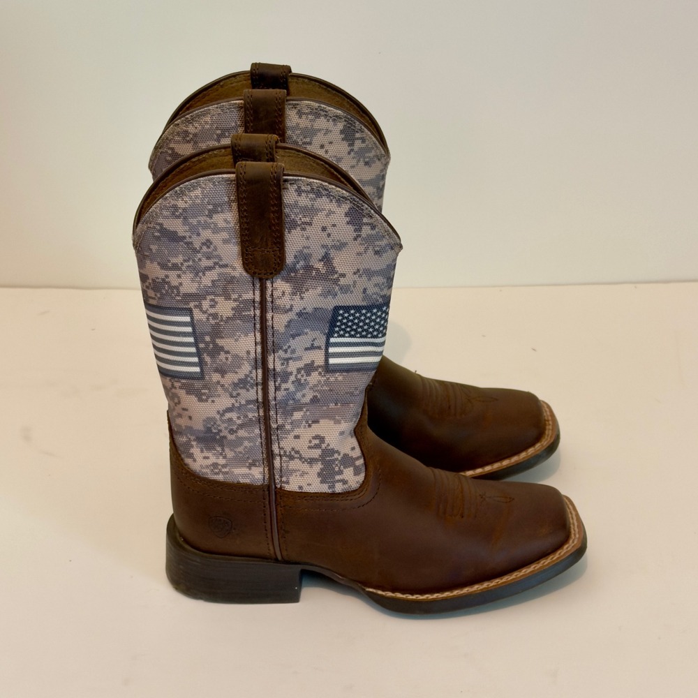 Ariat Kids Sport Patriot Western Boots Brown Camo Flag 10027279 Size 12.5 - Picture 5 of 7